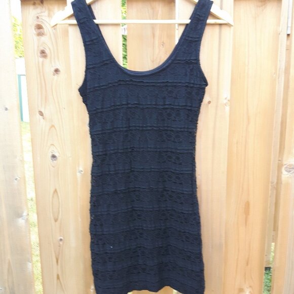 Black Lace Bodycon Mini Dress Small - Picture 2 of 4
